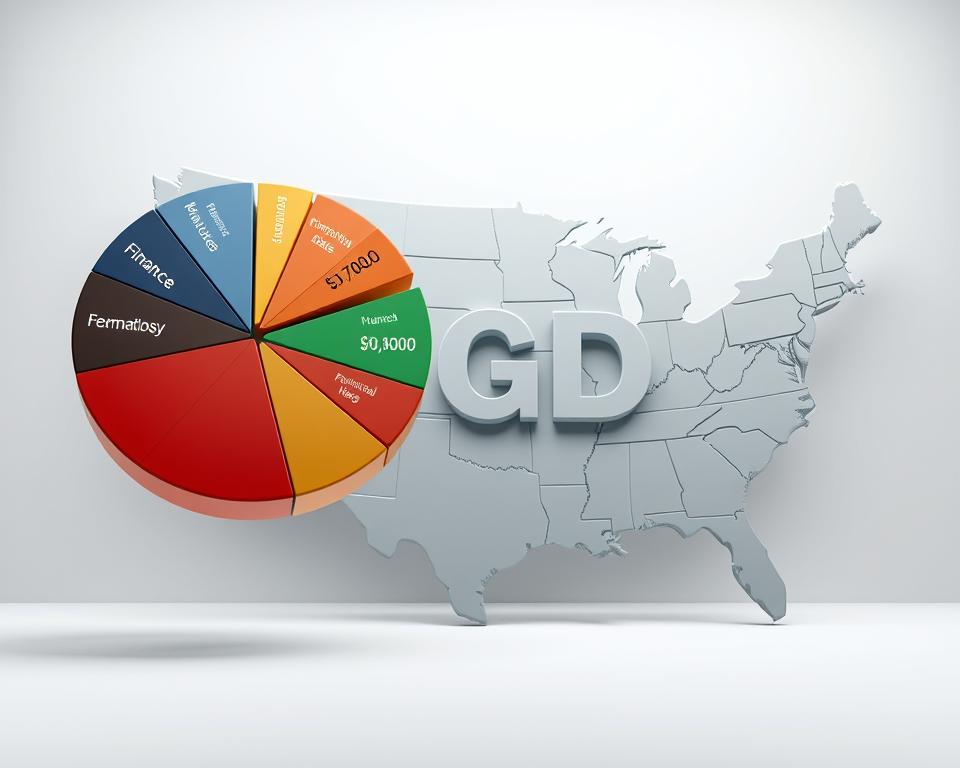 A high-resolution 3D render of the United States GDP contribution, showcasing the key economic sectors in a visually striking and informative manner. The foreground features a dynamic, colorful pie chart depicting the relative contributions of industries such as manufacturing, finance, healthcare, and technology, all rendered with a modern, clean aesthetic. The middle ground provides a detailed topographical map of the continental United States, subtly highlighting regional economic hubs. The background contains a minimalist, MrX-branded visualization of the overall GDP figure, presented in a bold, impactful way to draw the viewer's attention. Realistic lighting, a wide-angle camera lens, and a slightly elevated viewpoint combine to create a sense of depth and grandeur, emphasizing the scale and importance of the U.S. economy. A high-resolution 3D render of the United States GDP contribution, showcasing the key economic sectors in a visually striking and informative manner. The foreground features a dynamic, colorful pie chart depicting the relative contributions of industries such as manufacturing, finance, healthcare, and technology, all rendered with a modern, clean aesthetic. The middle ground provides a detailed topographical map of the continental United States, subtly highlighting regional economic hubs. The background contains a minimalist, MrX-branded visualization of the overall GDP figure, presented in a bold, impactful way to draw the viewer's attention. Realistic lighting, a wide-angle camera lens, and a slightly elevated viewpoint combine to create a sense of depth and grandeur, emphasizing the scale and importance of the U.S. economy.